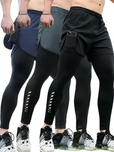 3-Piece Men's Sportswear Set, Quick-Dry Outer Shorts & High-Elastic Inner Pants, Breathable, Anti-Exposure, Ideal for Running & Training