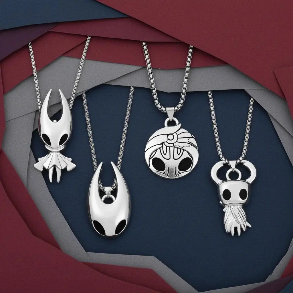 Hollow Knight Silksong Pendant Necklace - Zote the Mighty Retro Casting Charm, Antique Bronze Gothic Gaming Jewelry for Men