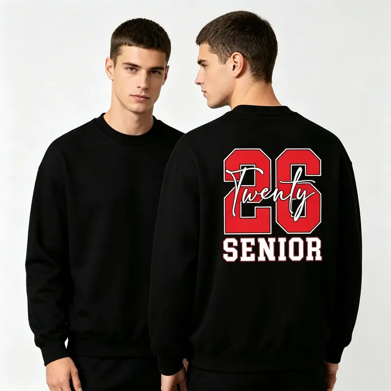 2026 Class of Seniors Oversized Back Print Hoodie Pullover Sweatshirt Cotton Blend Fleece Casual Streetwear for High School Graduates Graduation Gifts Daily Wear