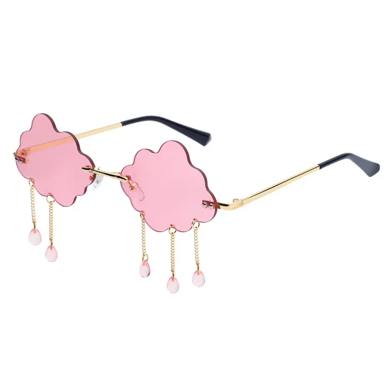 Women's Fashion Retro Rimless Sunglasses - Female Lightweight Comfortable-to-Wear Eyewear with Dripping Cloud-Shaped Tassel Design for Festival Gatherings, Party Events,back to school,back to school haul