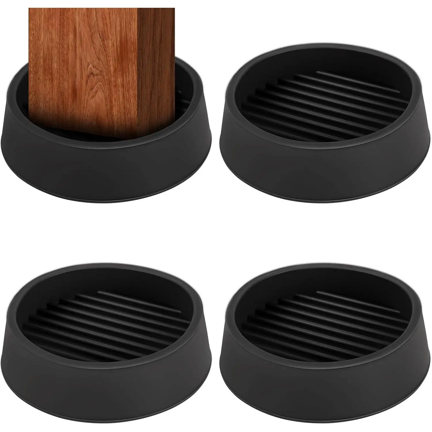 2 x 2 Rubber Caster Cups, Round Non Slip Furniture Pads, Non Skid Furniture Cups, Anti-Slip Gripper Furniture Caster Floor Grip, Anti Skid  Coasters Floor Protector for Bed Couch Stoppers(4 Pack)