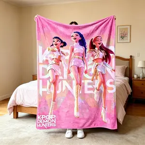 Kpop Demon Hunters Flannel Blanket – Ultra Soft Plush Fleece Throw for Adults & Kids, Cozy Warm Blanket for Bed, Sofa, Couch, Travel & Camping, Anime Girl Group Design, Room Decor, Birthday & Holiday Gift Idea