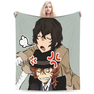 [All-Season Blanket]A Chuya & Dazai Themed Blanket, a Luxurious Flannel Blanket, Suitable for the Office, Living Room, and Bedroom, Usable All Year Round
