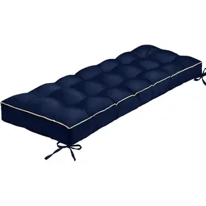 Outdoor Bench Cushion, Tufted Patio Seat Pad for Garden Bench, Porch Swing, Indoor/Outoor Furniture (Blue, 48X18X4 inch)