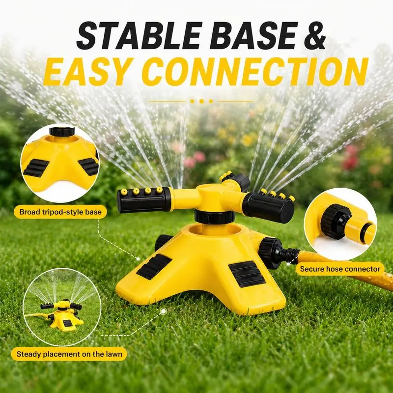 360° Rotating 3-Arm Garden Lawn Sprinkler with 2 Spray Modes, Automatic Watering Tool for Lawn, Garden, Summer Outdoor Play (Home Supplies)