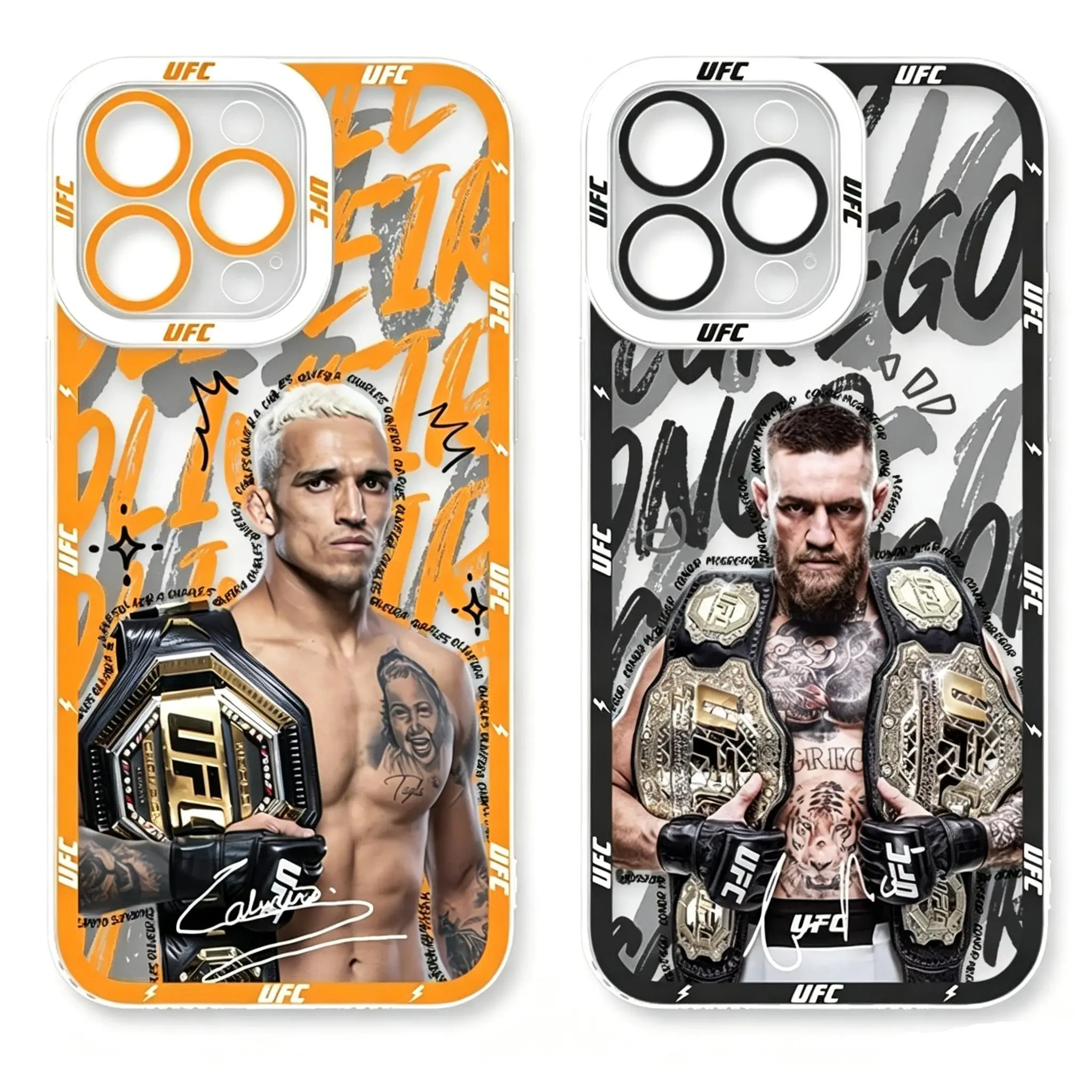 UFC Legendary Fighters Collection Smart Phone Case For iPhone 17 Promax 17Air 16 Plus 15 14 13 12 11 Pro - Transparent   Soft  TPU Shockproof Protective Cover Gift For Birthday Halloween Christmas