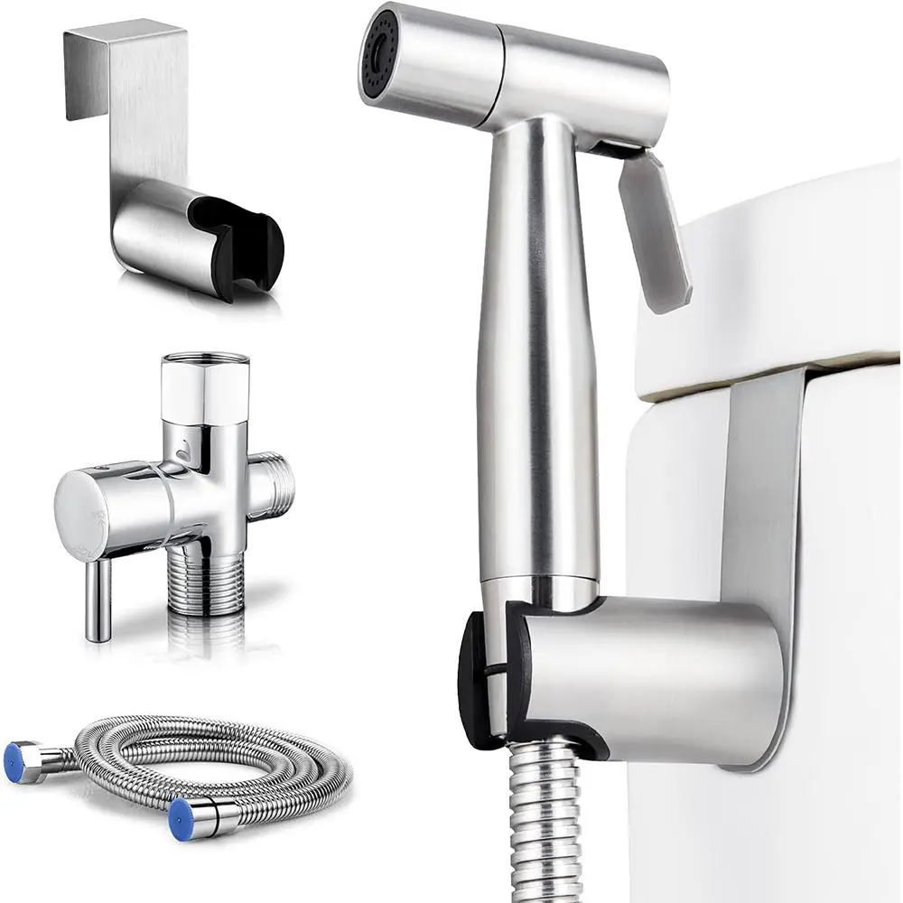 Women's Washing Machine Spray Gun Set, High-Pressure Booster Nozzle, Toilet Companion, Stainless Steel Material, Durable Design, Bidet Parts
