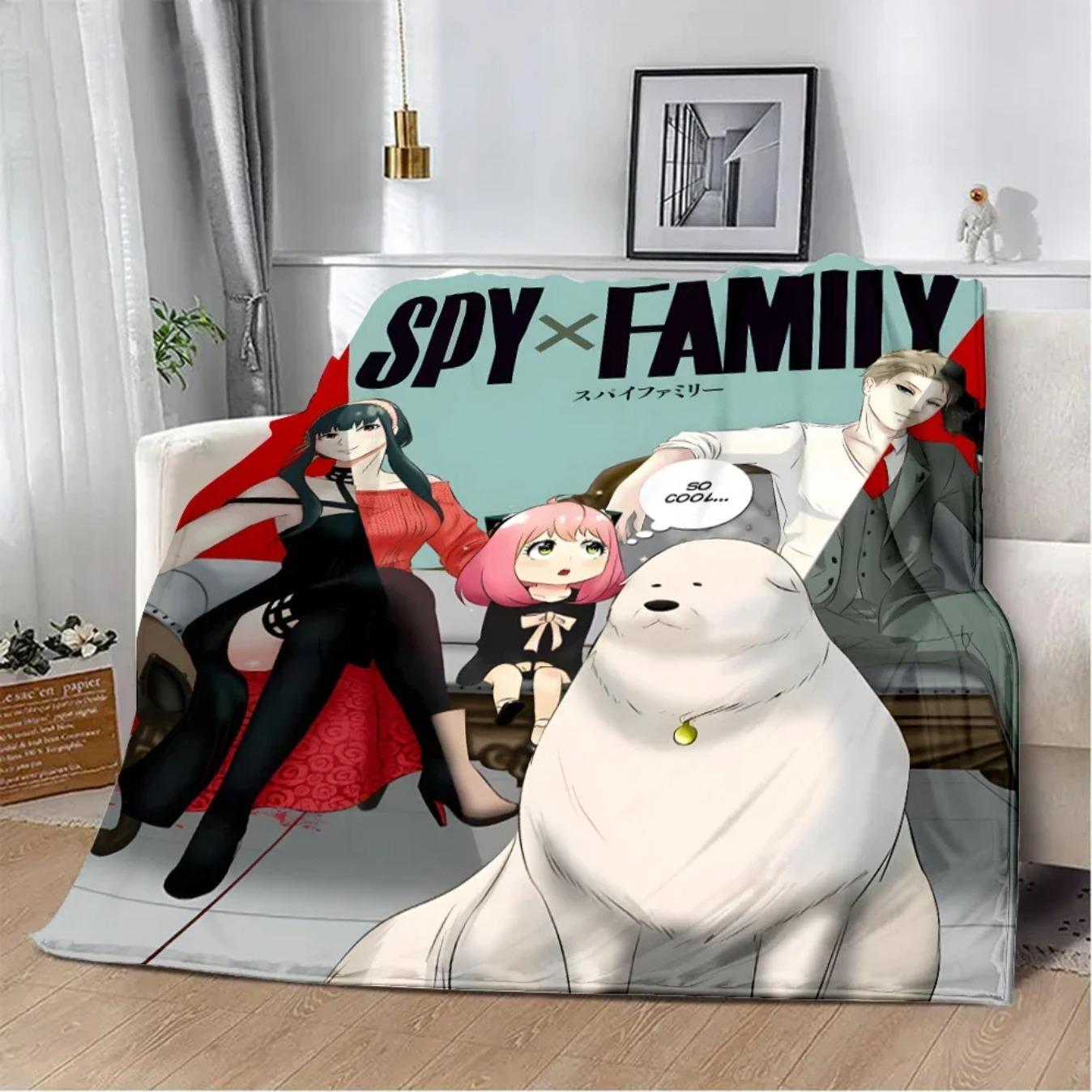 Spy x Family Anime Cartoon Printed Flannel Blanket Soft Cozy Warm Throw Blanket for Sofa Bed Picnic Travel Home Decor Birthday Gift for Fans