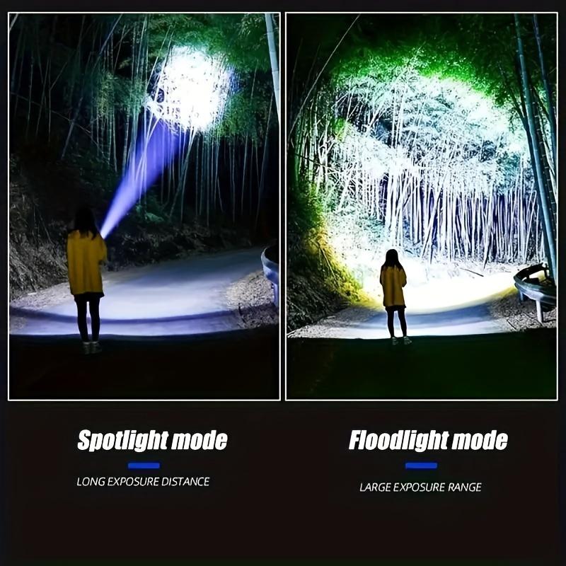 Flashlight, Ultra Bright, Adjustable Focus and Floodlight Modes, Five Lighting Modes, USB Charging and Reverse Charging, Aluminum Alloy Outdoor Flashlight, Suitable for Camping, Home Night Light, Hiking, Fishing