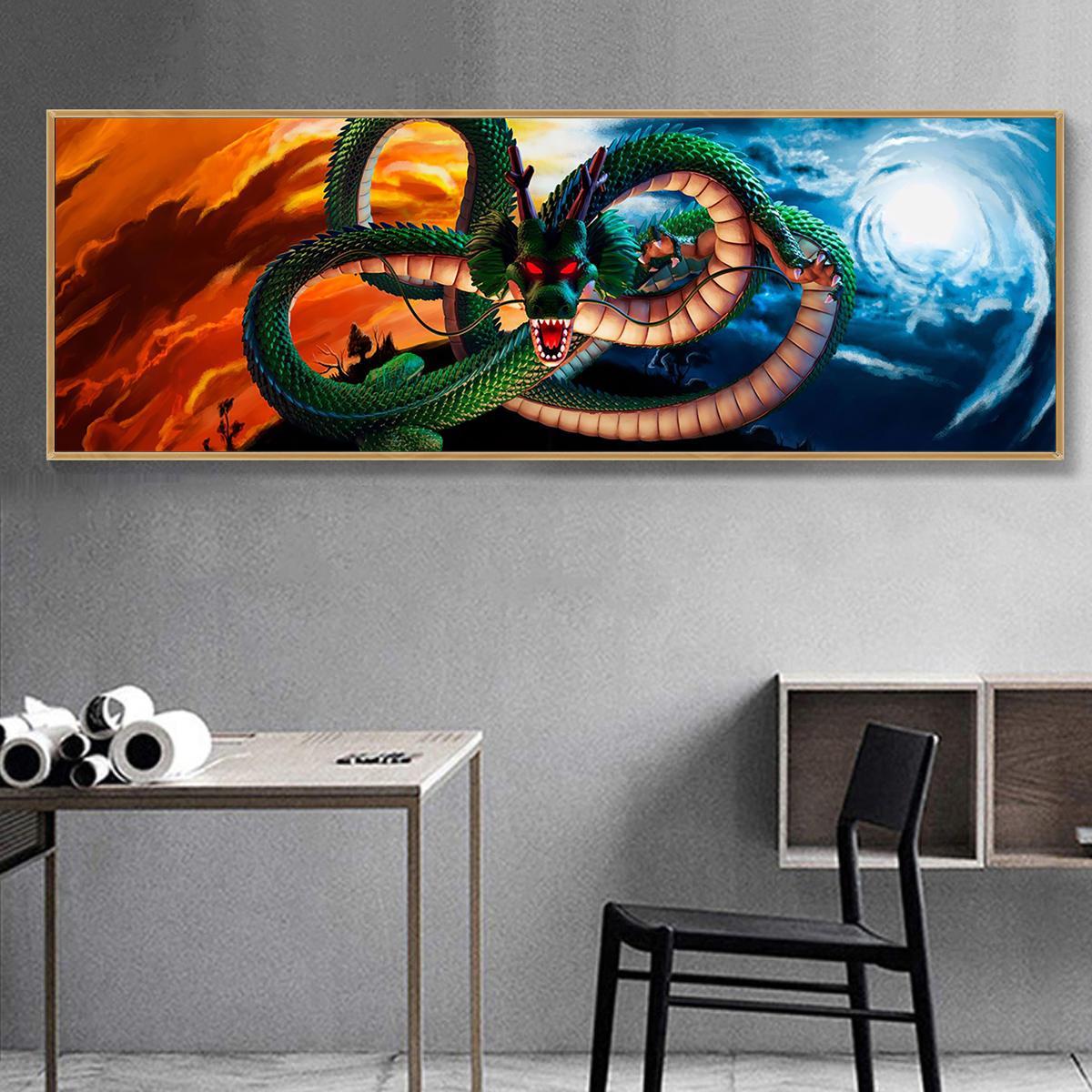Dragon Pattern Canvas Painting without Frame, 1 Count Creative Dragon Pattern Wall Art, Wall Art Decor for Home Living Room Bedroom Office, Art Wall Decoration
