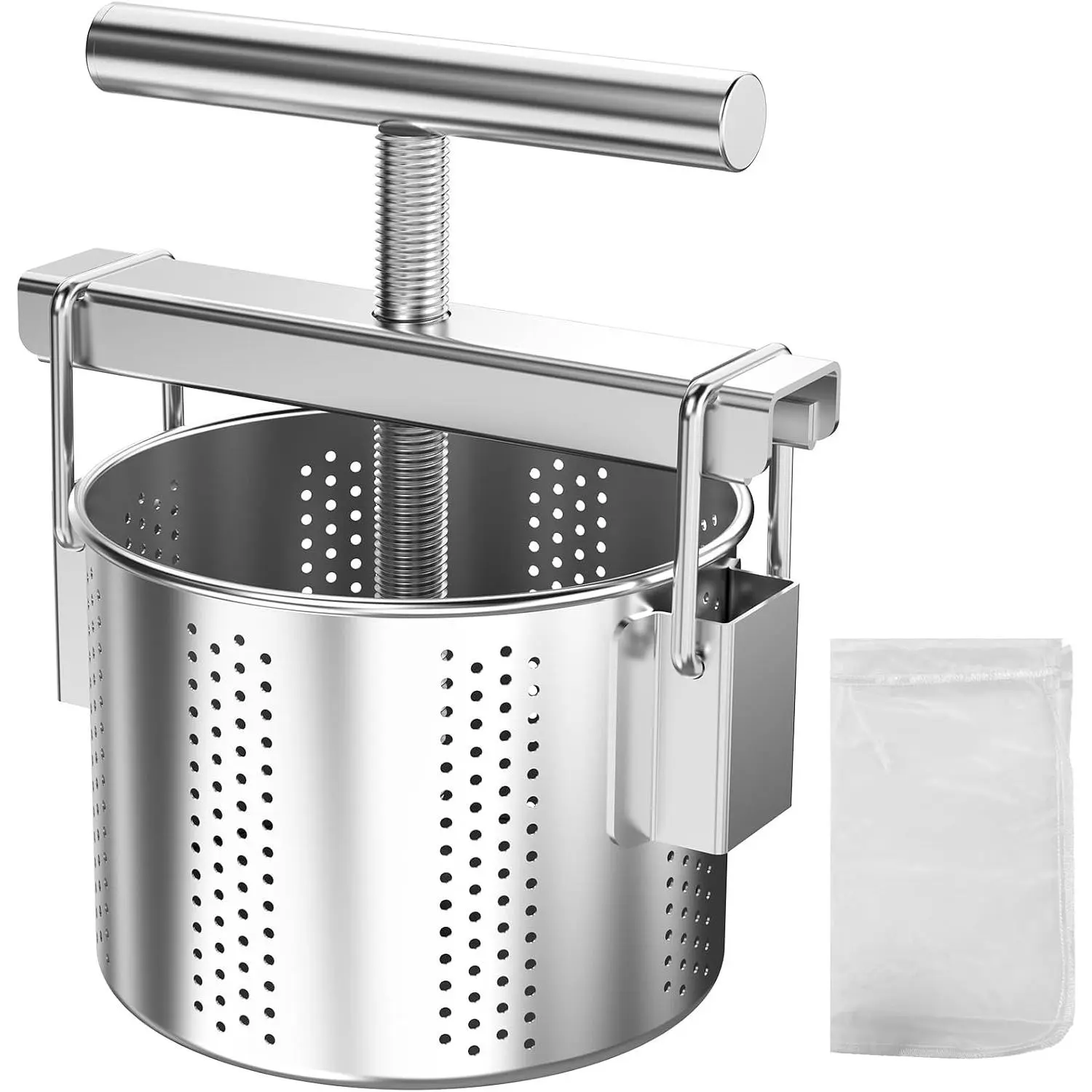 Stainless Steel Manual Vegetable Squeezer-Heavy Duty Cheese & Yogurt Strainer for Removing Excess Liquid from Soft Fruit & Vegetables (Not for Hard Fruits)