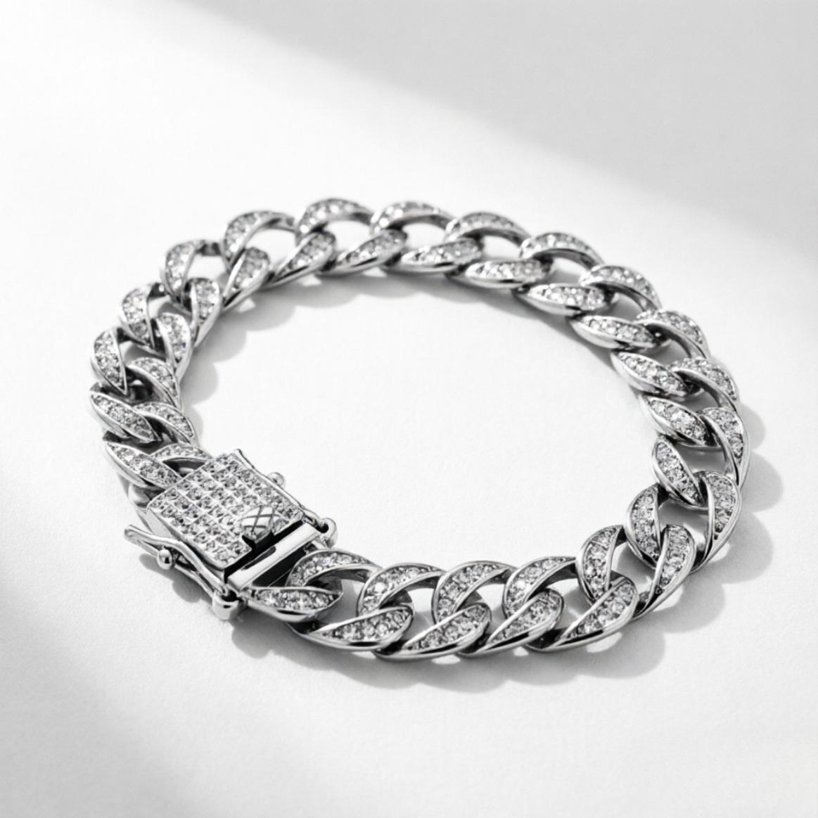 Luxury S925 Moissanite Diamond Cuban Chain Bracelet Necklace Full Diamond Women Men’s Jewelry Hip Hop Bling Gift