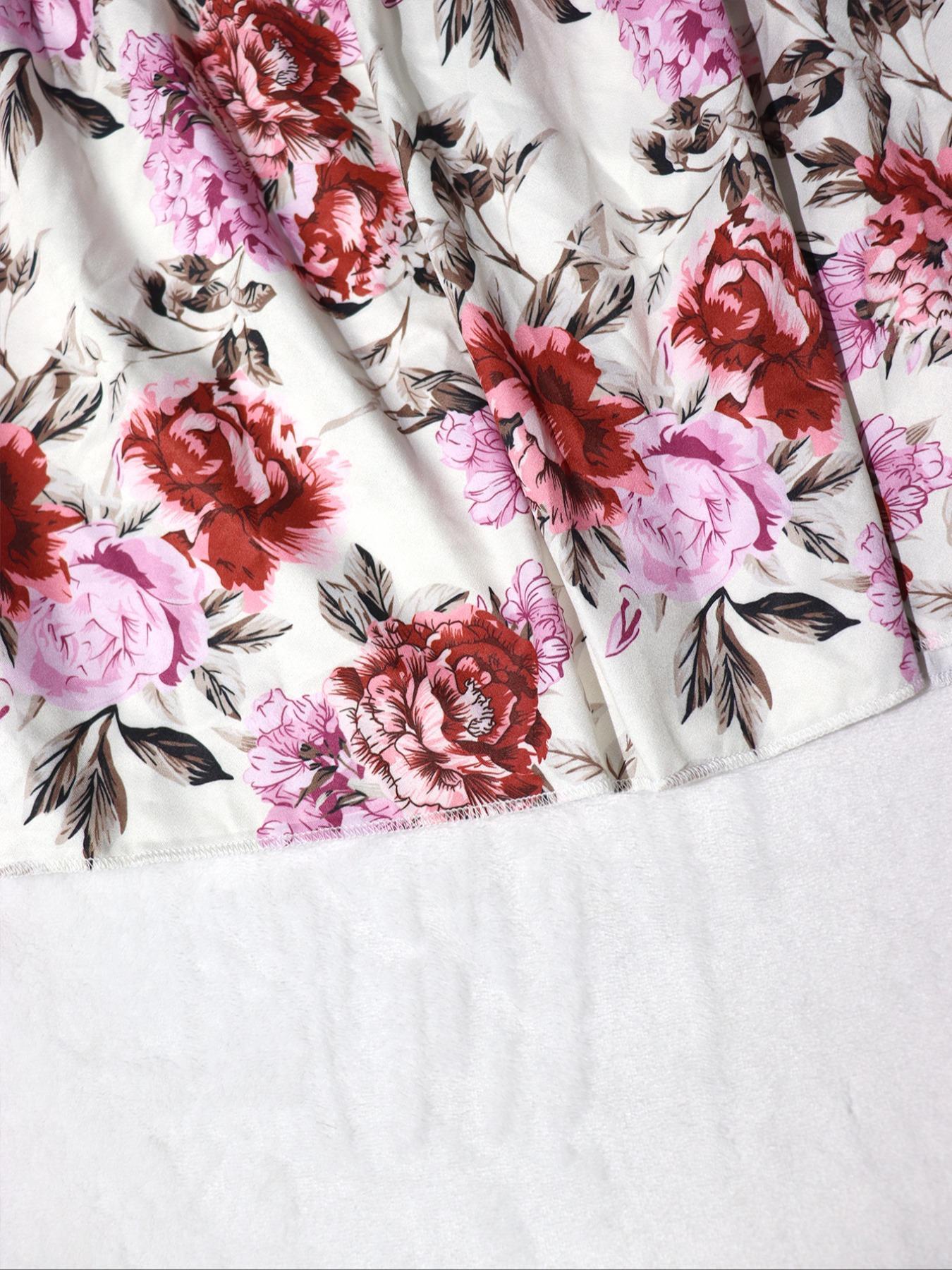 Women's Floral Print Cami Spaghetti Strap Dress, Elegant Boho Sleeveless Dress for Beach Holiday Vacation, Ladies Summer Clothes