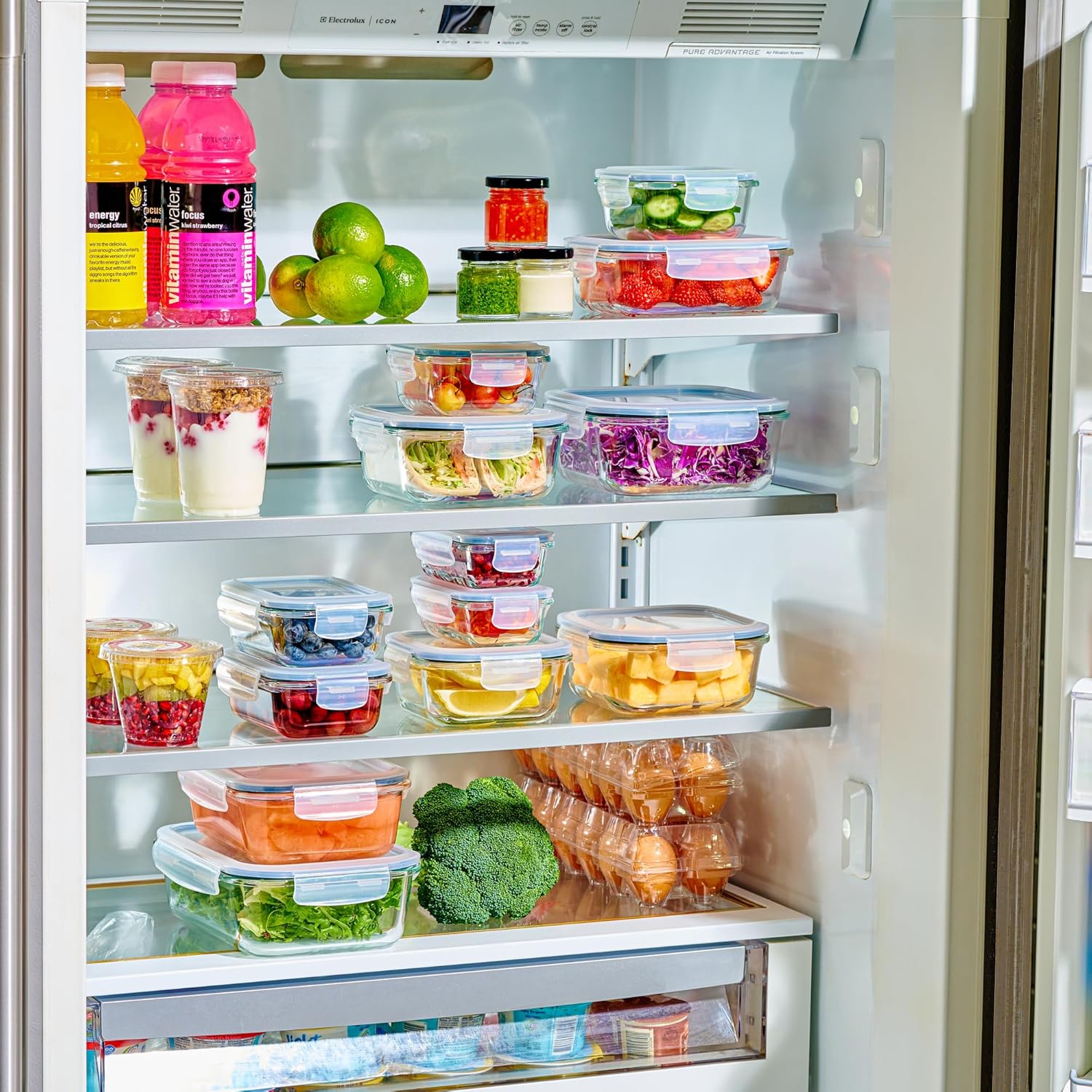 18-Pack Blue Glass Food Storage Containers 6 Sizes Square & Rectangle Airtight Leakproof Lids BPA-Free Microwave Freezer Safe for Kitchen Organization Meal Prep