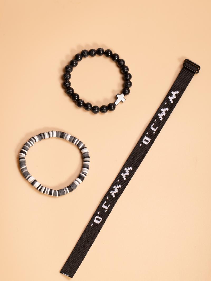 WWJD Letter Design Bracelet, Cross Charm Bracelet for Women & Men, Fashion Jewelry for Party, Daily Clothing Decor, Trendy All-match & Exquisite Jewelry for Gift, Letter Link Bracelet