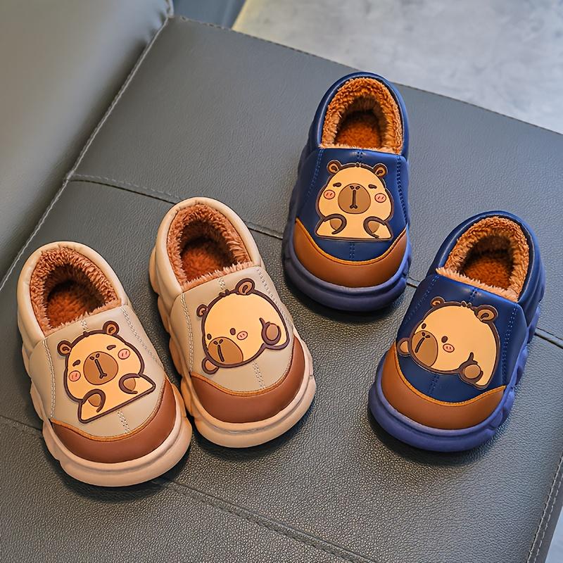 1 Pair of Capybara Kids' Slippers for Autumn and Winter, Boys' Indoor Home Plush Slippers for Girls, Cute Cartoon Slippers, Lightweight Slippers, Soft Slippers, Slippers For Girls, Slippers For Boys