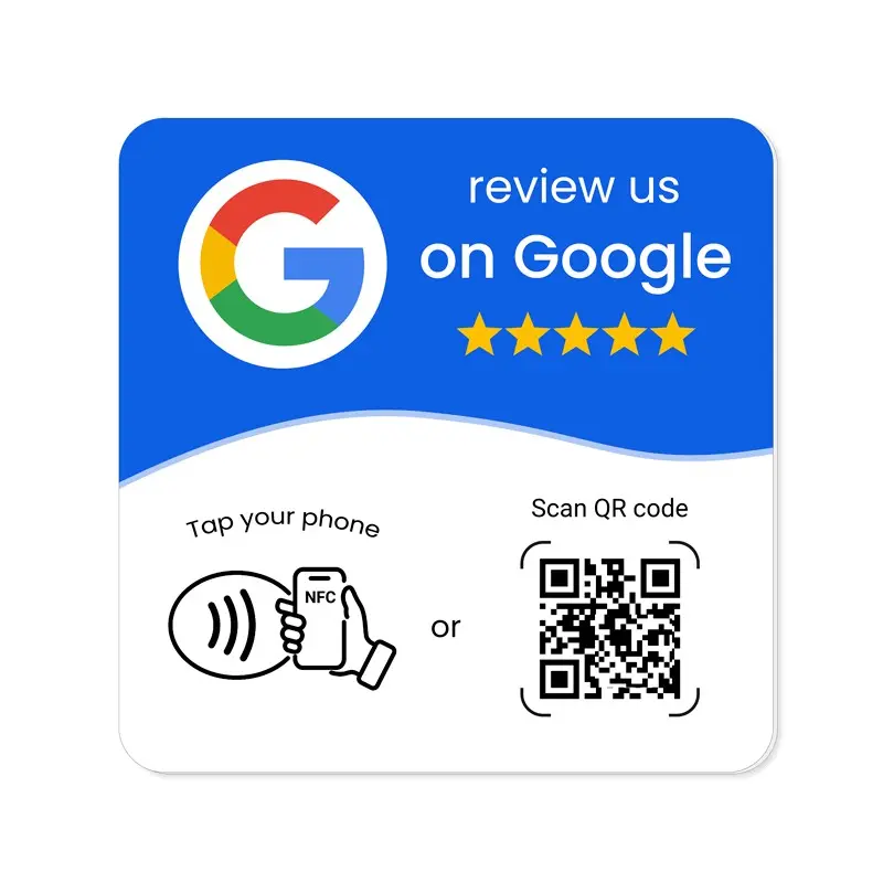 Multilingual Business Plate for Google Review, NFC Tap & Dynamic Qr Code, Easy Setup, Review Link Management, No APP Required