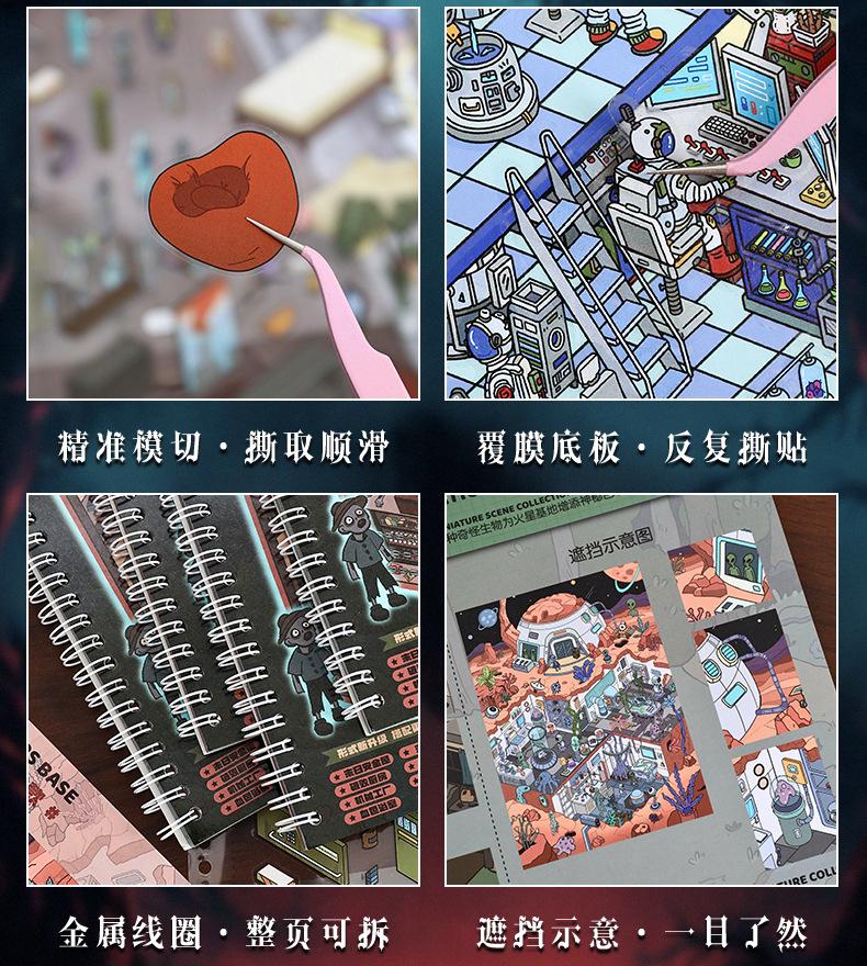 Fun DIY Miniature Scene Sticker Book Horror Handmade Craft Supplies for Journaling Scrapbooking Art Decoration