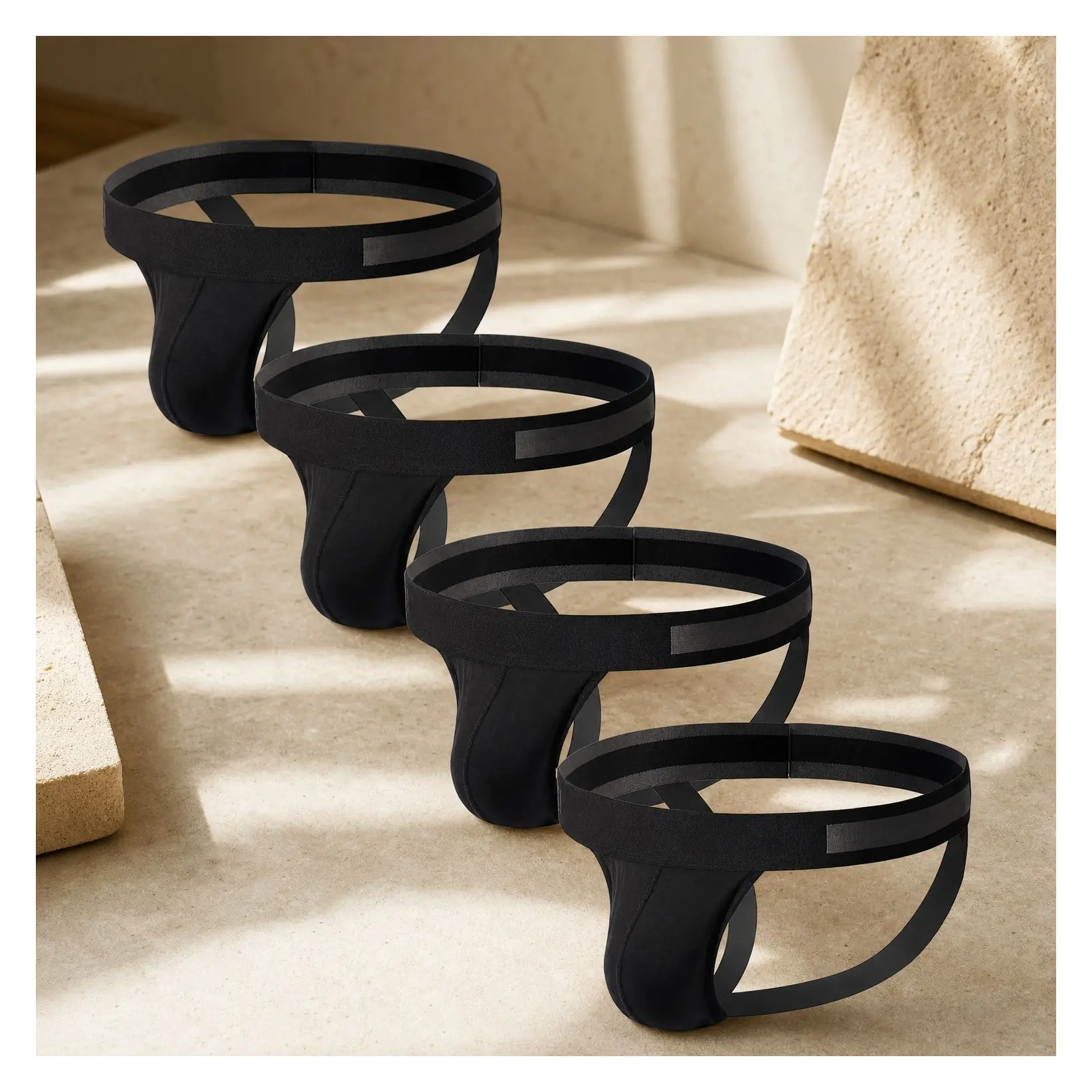 Men's Cotton Jockstraps Athletic Supporters 4-Pack Workout UnderwearGift