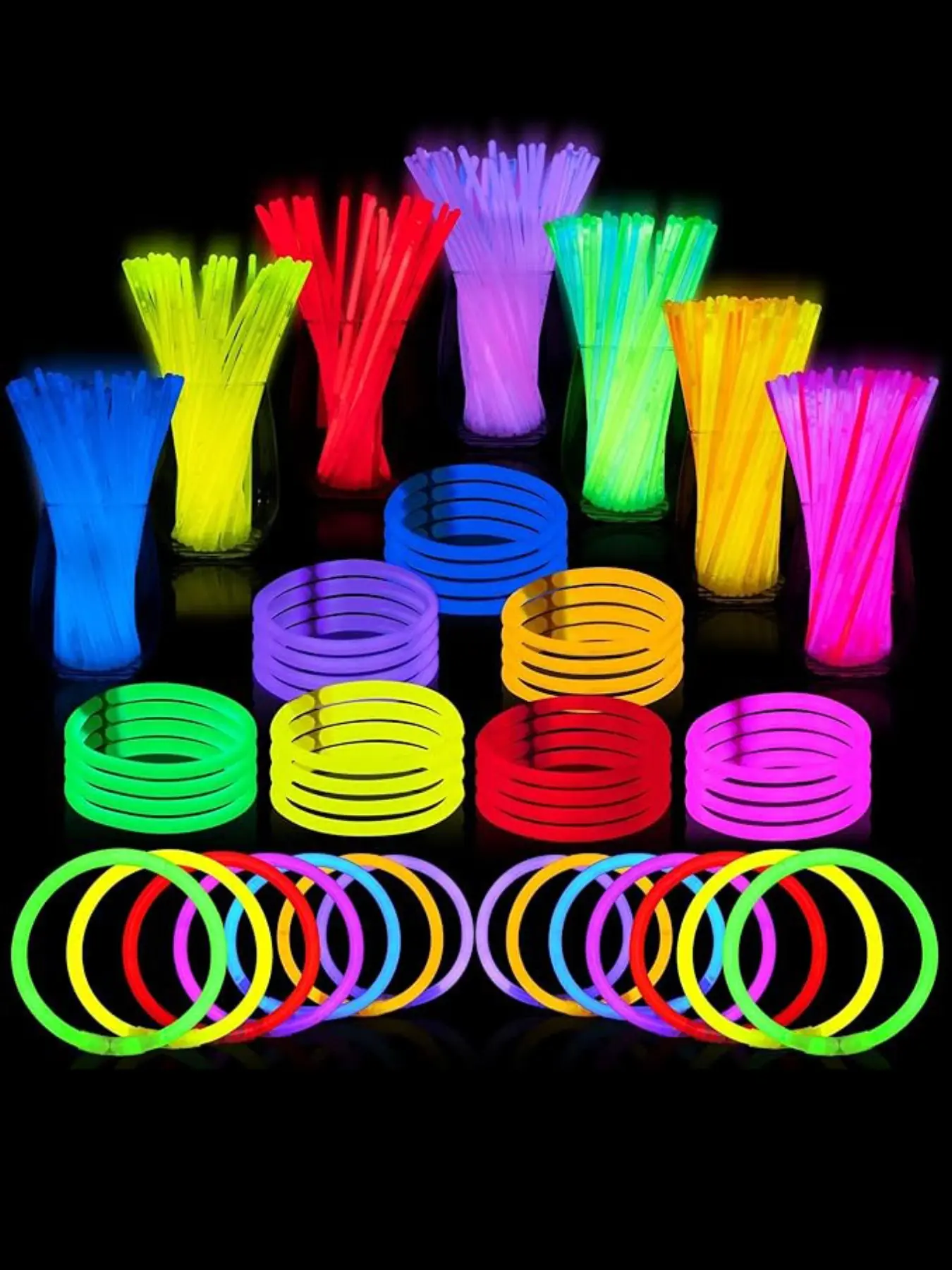 50 Pack 8 Inch Glow Sticks Set, DIY Light Up Bracelets and Necklaces, Long Lasting Night Glow, Party Decor for Birthday, Sports, Easter