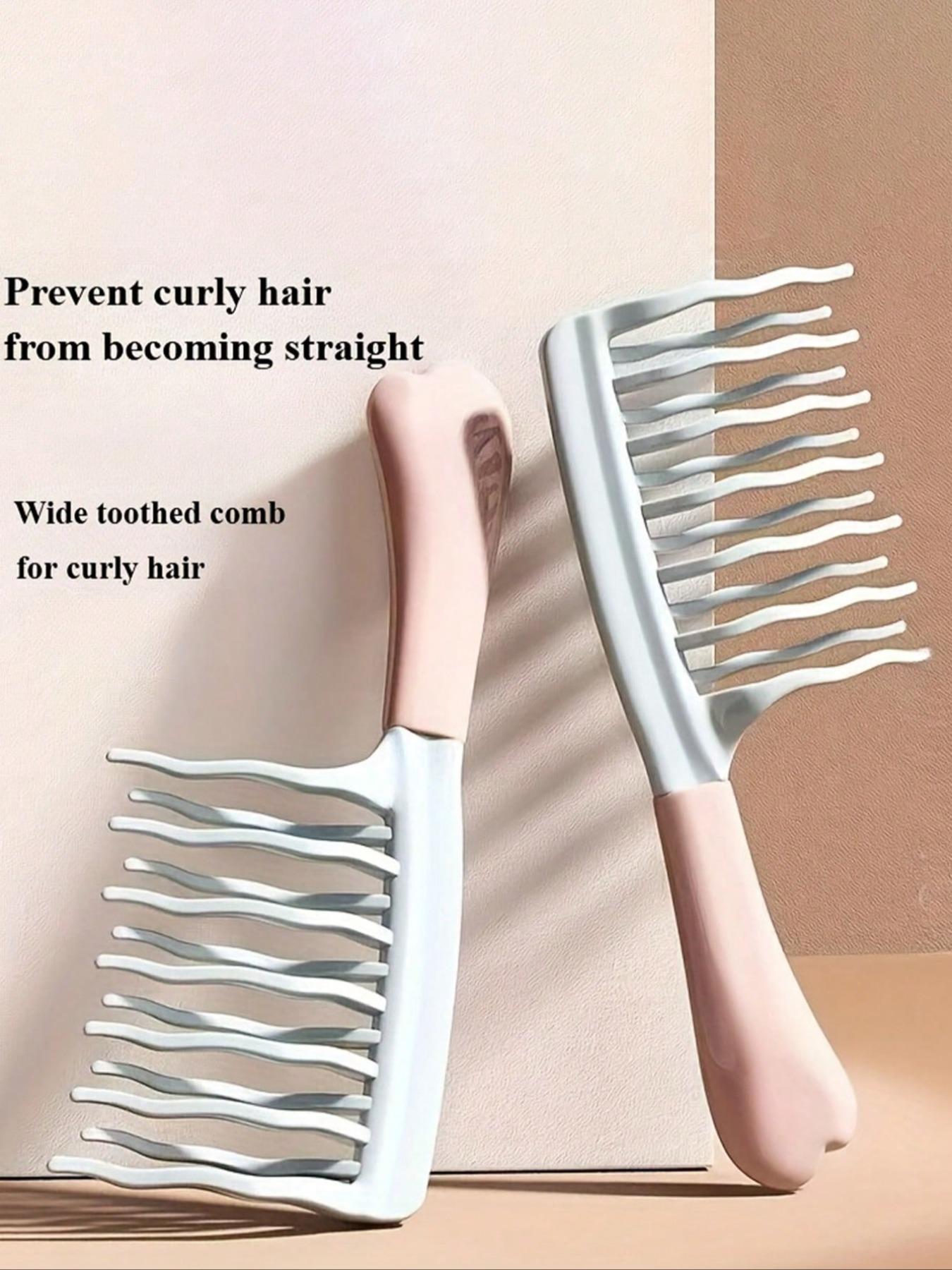 Dual Wide-Tooth Hair Combs Set, & Light Blue Color, Abs Handle, Curly Hair Management Tool, Home Massage Accessory, Hair Detangling Comb