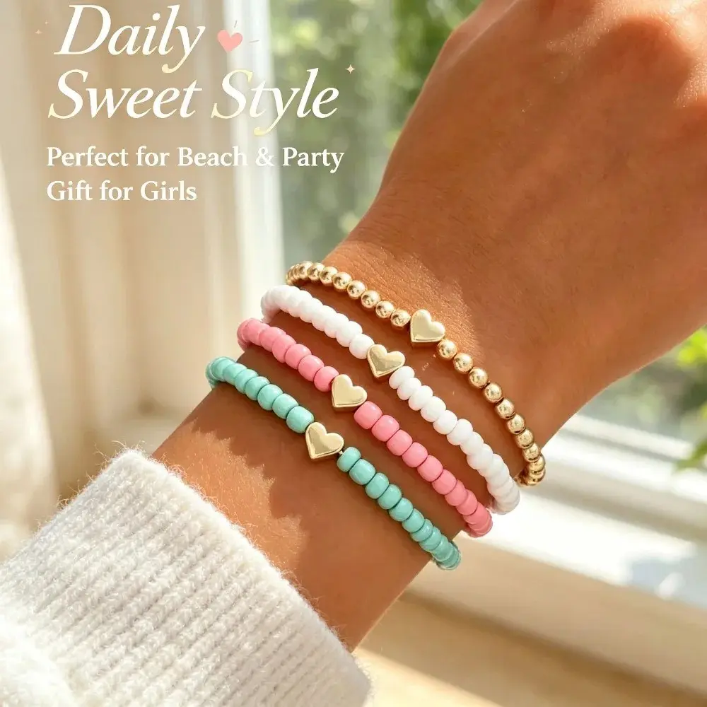 Bohemian Beaded Bracelet for Women, Vacation Beach Style Beads Bracelet Summer Fashion Jewelry Accessory