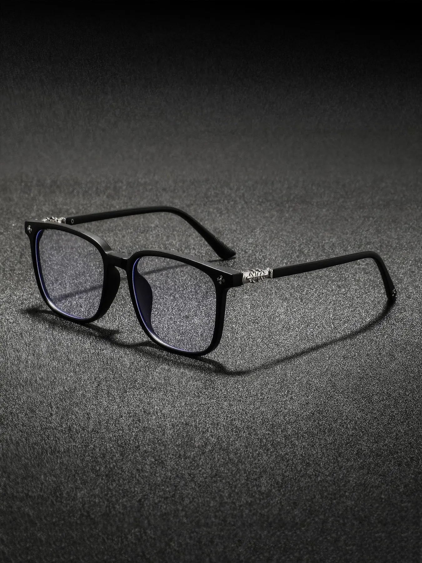 Men's PC Square Frame Glasses, Simple Casual High-End Fashion, Classic Sand Frames, Trendy Style