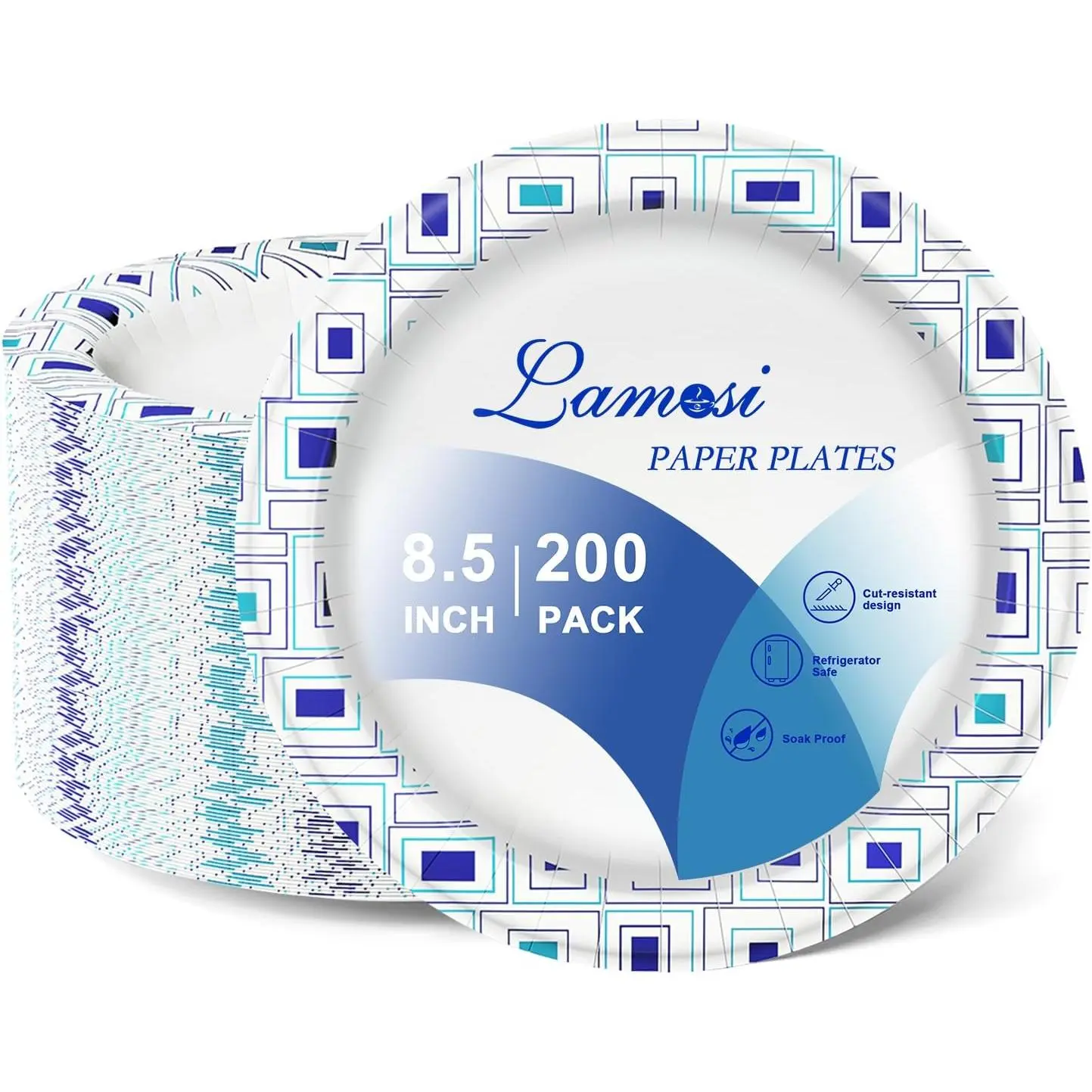 8.5 Inch Disposable Paper Plates, 200 Count Disposable Plates, Soak Proof, Cut Proof, Heavy Duty Paper Plates for Everyday Use, Party, Wedding