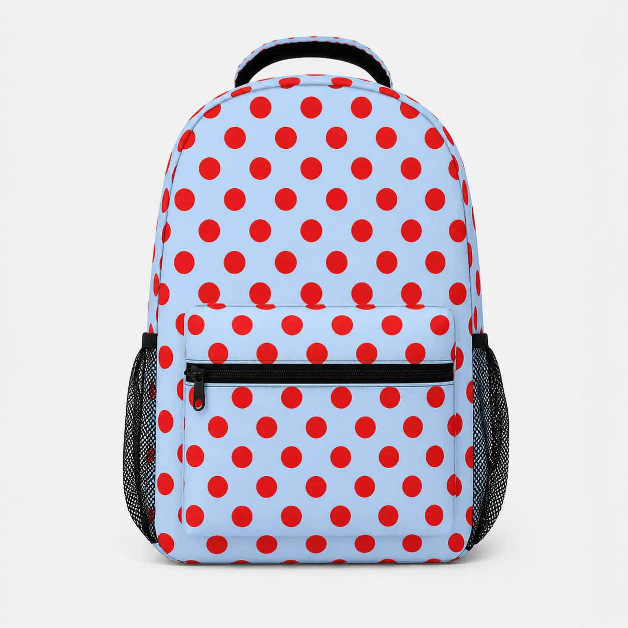 Vintage Baseball Print Backpack, Pinstripe Sport Theme Daypack with Front Zipper Pocket, Dual Mesh Side Pockets, Top Handle and Adjustable Shoulder Straps for School, Work, Travel and Game Day