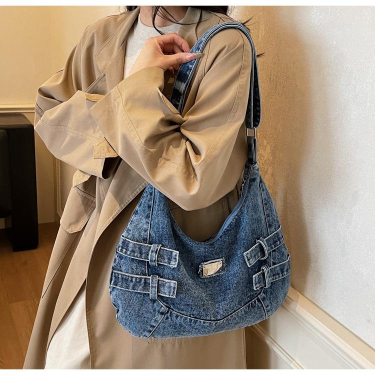 New Fashion Large Capacity Denim Crossbody Shoulder Bag for Women Casual Storage Bag Textured Casual and Versatile Coach Bag