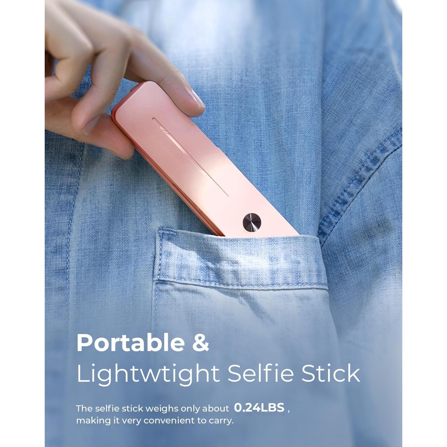 Selfie Stick for , Extended Portable Selfie Stick,  Remote, Adujustable, Compact Phone Holder for Photograph, Video Recording, Streaming ()