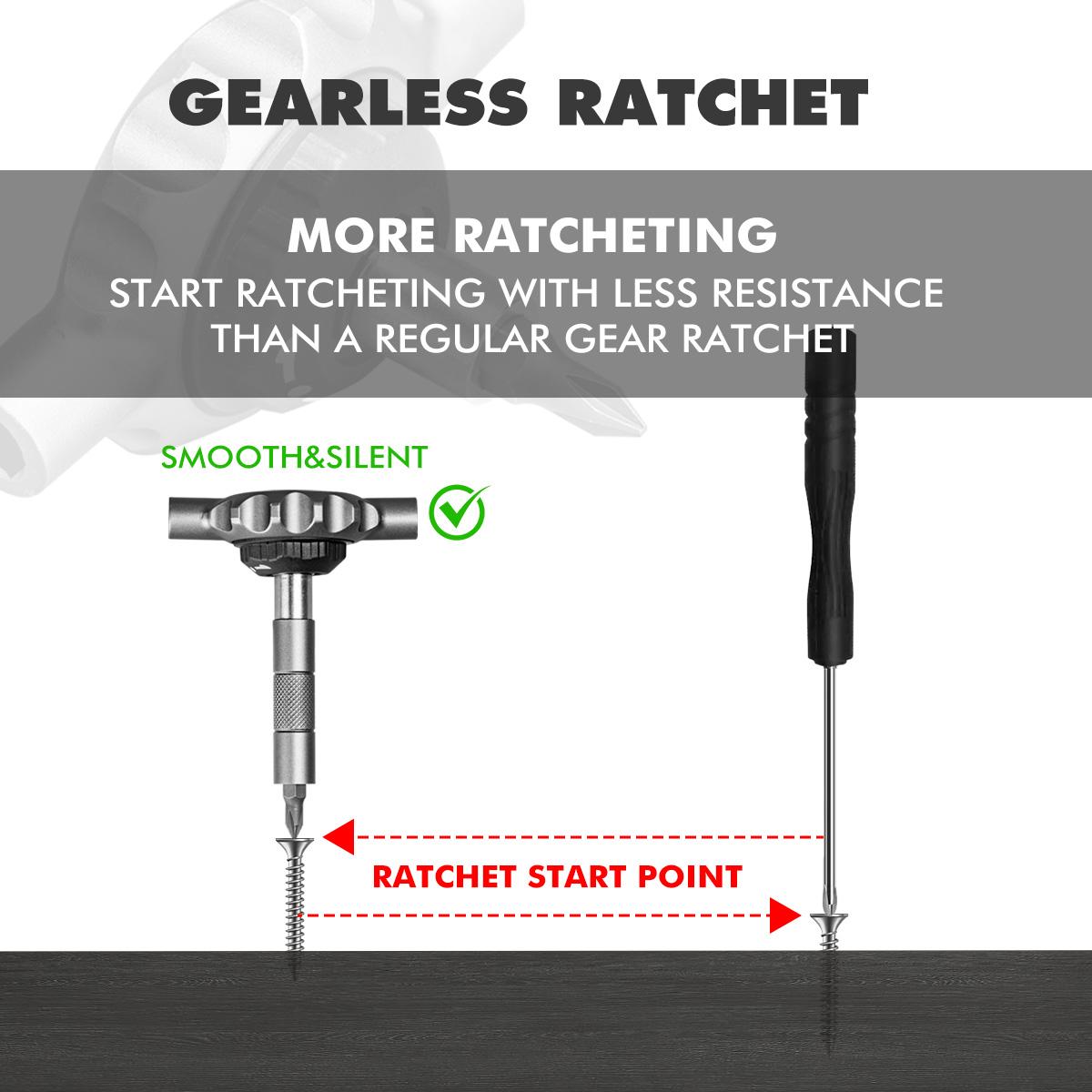 Precision Multipurpose Switchable Screwdriver Set with Large Socket & Precision Bits, 64-In-1 Gearless Ratchet Drill Bit Kit, Flat Handle for High Torque