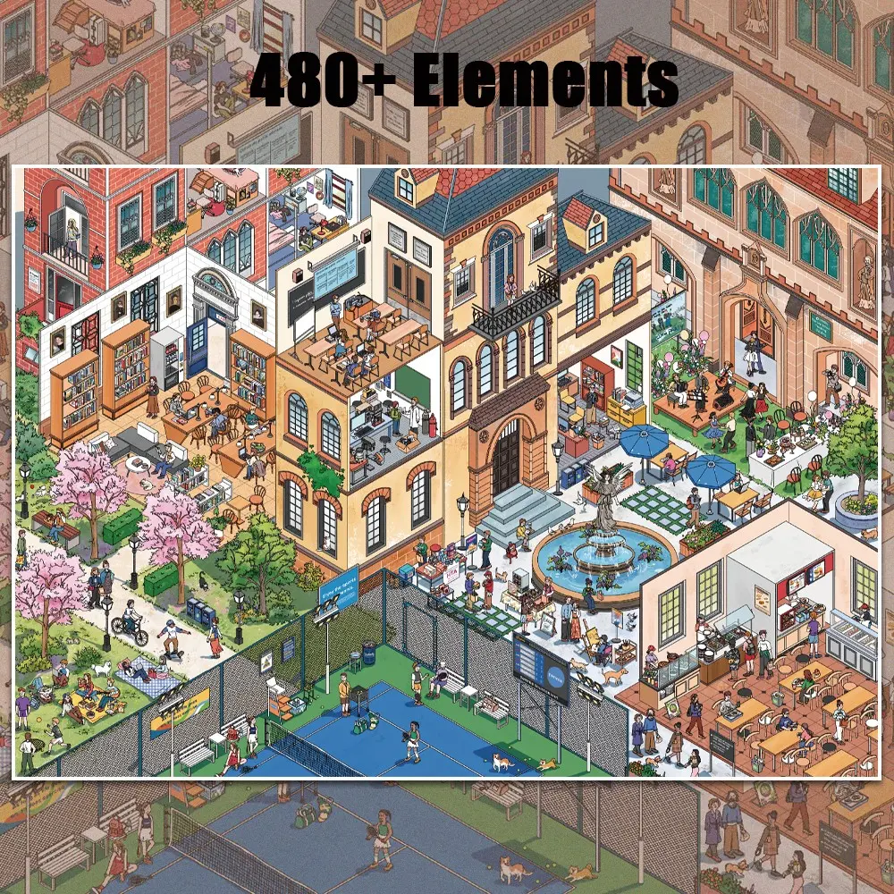 Create Your Own Campus Scenery! Landscaping Scenes Sticker Set, University Life Theme Illustration Stickers, Aesthetic Dorm Room Collage Life Scene Sticker Kit, Easy DIY Scene Composition for Adults