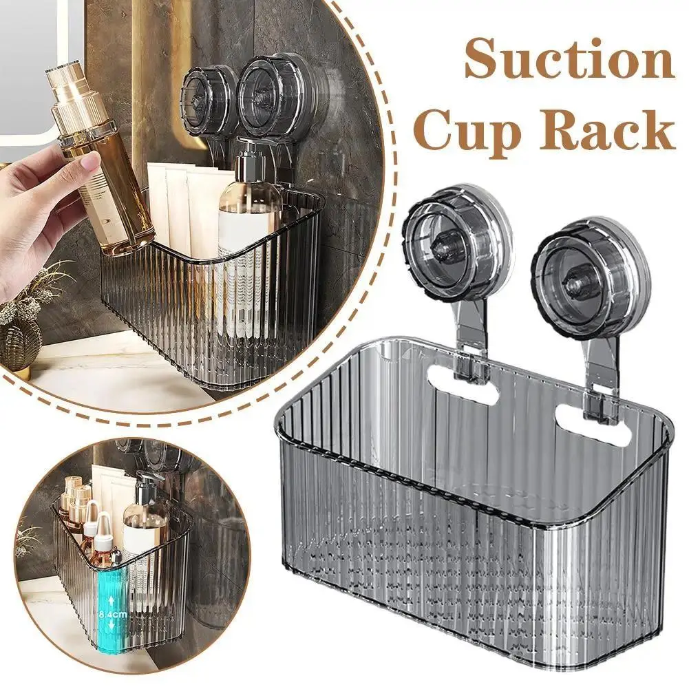 Shower Suction Cup Shelf Basket Light Glacier Pattern One Second Installation bathroom Organizer Storage Rotating to Suck Remove