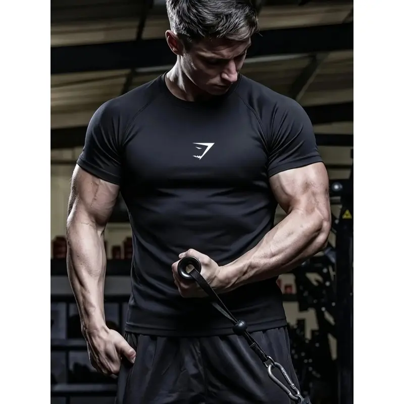 Men's Fitness Top, Quick-Dry Breathable Tight Fit, Muscle Definition, Short Sleeve T-Shirt, Dry Fit Tees, Gym Training, Outdoor Running, Comfortable