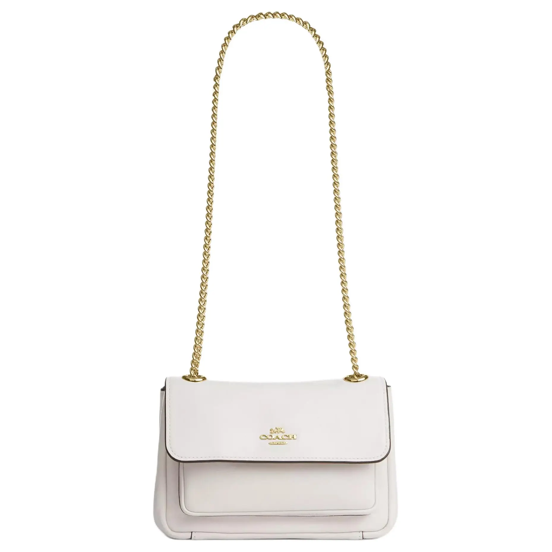 Coach Elodie 19 Crossbody Bag for Women, Leather, Minimalist Style, Chalk White