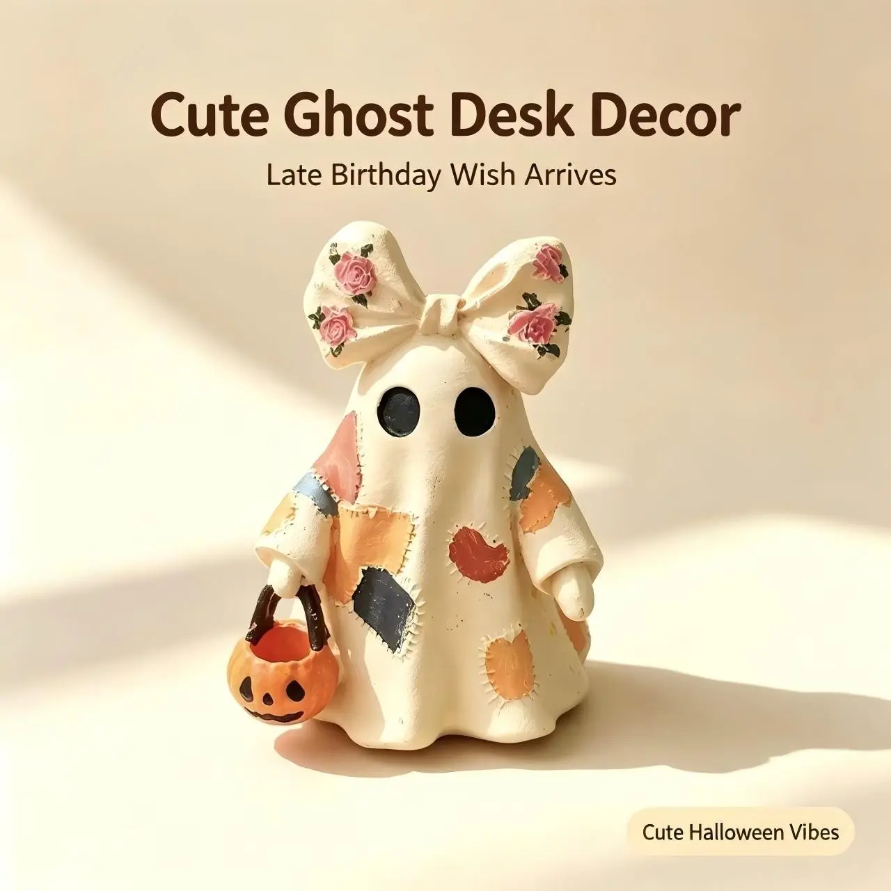 Vintage Patchwork Ghost Decorative Piece, Halloween Festival Scene, Home Atmosphere Ornament, DIY Craft Material, Unique Design