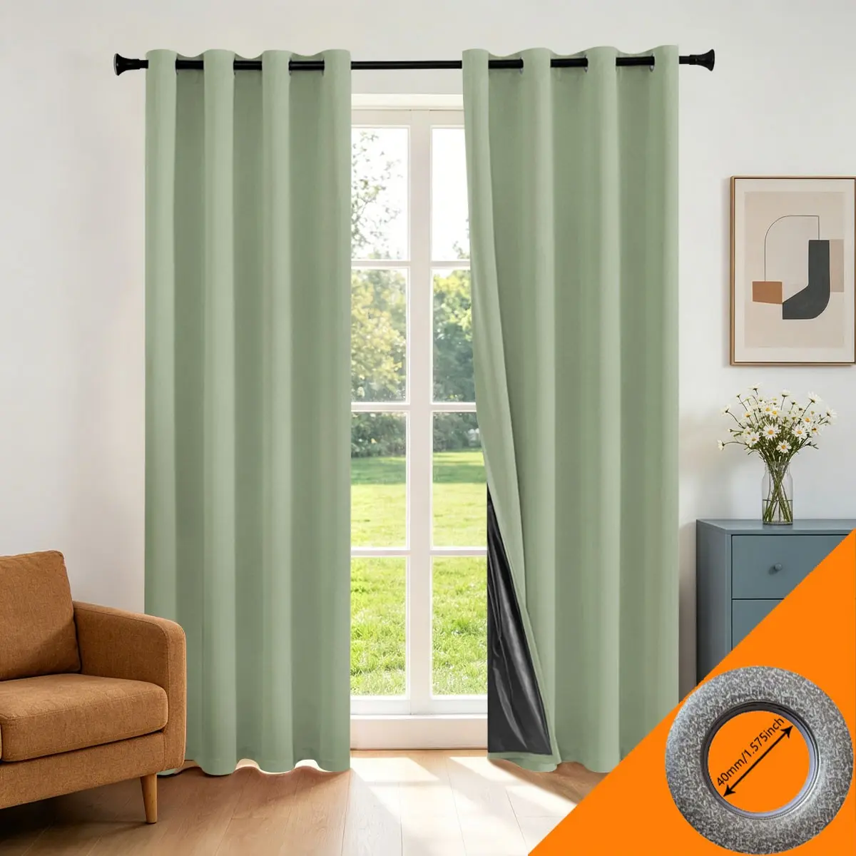 2pcs Bean High Light Blocking Perforated Curtains, Japanese Style Wooden Healing Minimalist, Full Lining Sunscreen Cooling Curtain Fabric