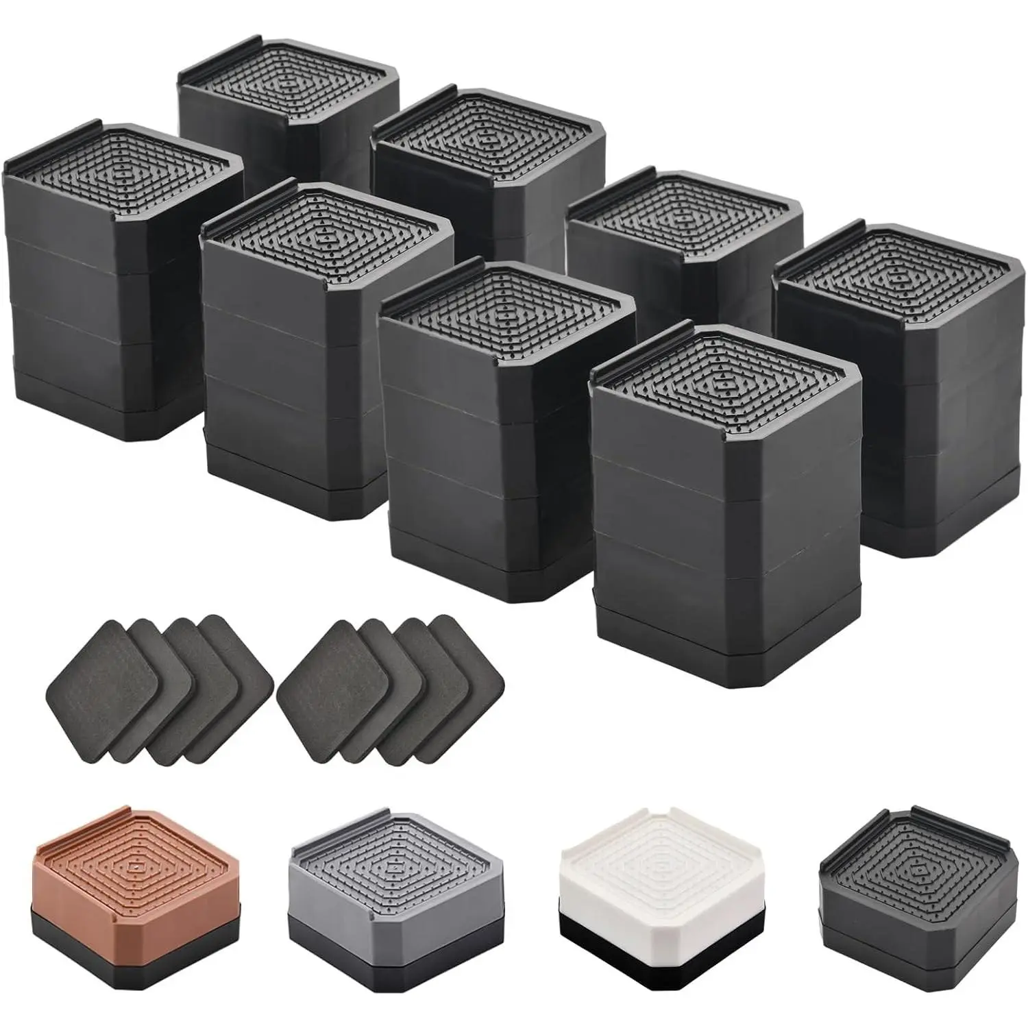 Bed Risers Furniture Risers Heavy-Duty Rectangular Adjustable Block 8 Pack Lift to 3 inches and 4.3 inches Desk, Sofa, Chair Legs, Refrigerator, Washing Machine Support up to 4000 pounds