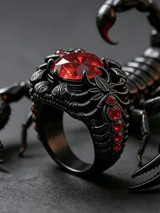 Men's Dark Punk Scorpion Gun Ring, Vintage Gothic Style, Bold Design, Versatile Streetwear Party Ring, Unique Fashion Accessory