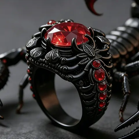 Men's Dark Punk Scorpion Gun Ring, Vintage Gothic Style, Bold Design, Versatile Streetwear Party Ring, Unique Fashion Accessory, Dark Aesthetic Rings