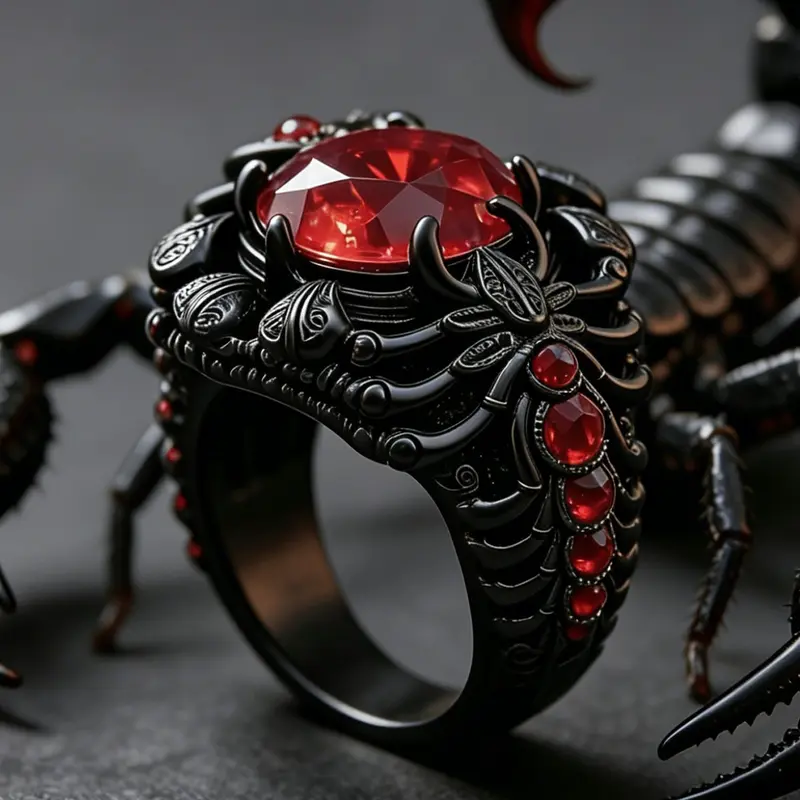 Men's Dark Punk Scorpion Gun Ring, Vintage Gothic Style, Bold Design, Versatile Streetwear Party Ring, Unique Fashion Accessory, Dark Aesthetic Rings