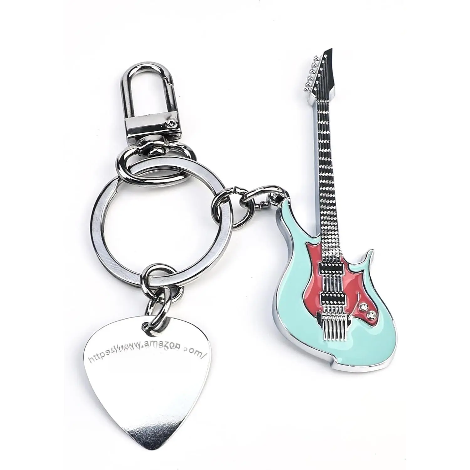 Zinc Alloy Electric Guitar Shape  with Pick Keyring Metal Key Chain  Cool Holiday  for Lovers