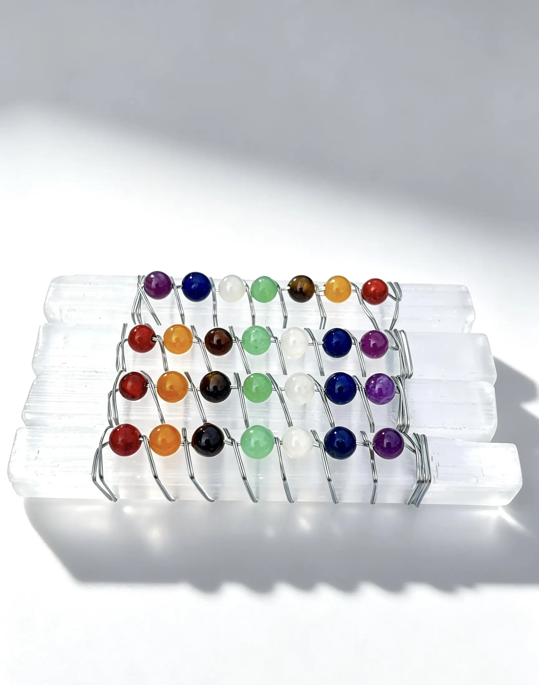Natural 5 Elements Crystal Selenite Set Chakra Balancing Energy Cleansing Raw Stone Home Decor