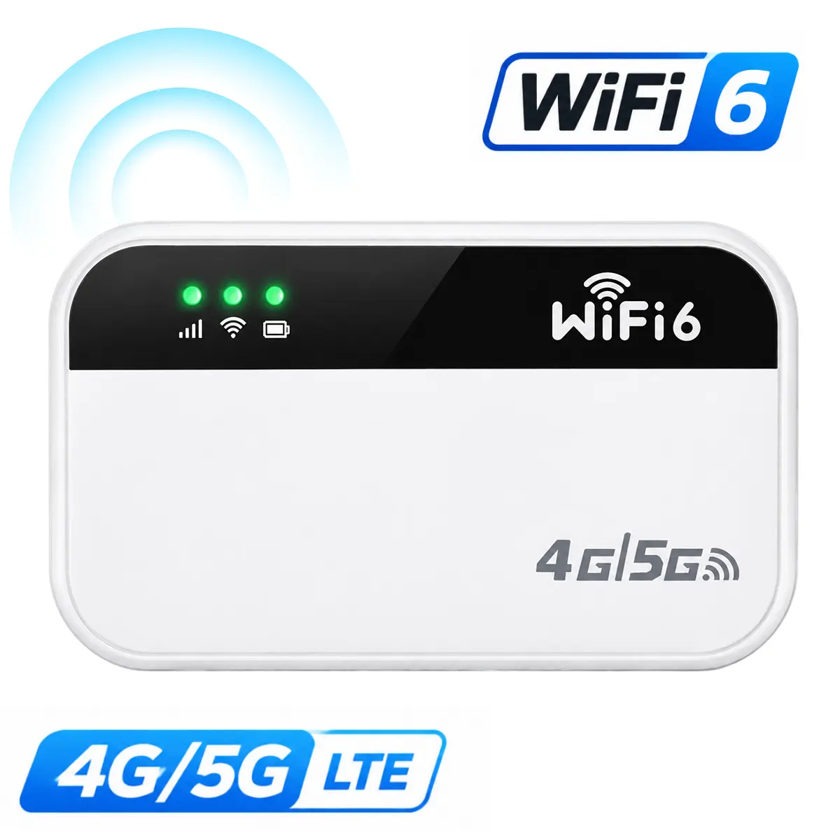 Mobile Hotspot MiFi, Portable WiFi 6 Pocket Router with 5G/4G LTE, Up To 300Mbps High-Speed Internet, Multi-Device Compatible, Easy To Use, Compact & Portable for Travel, RV & Road Trips