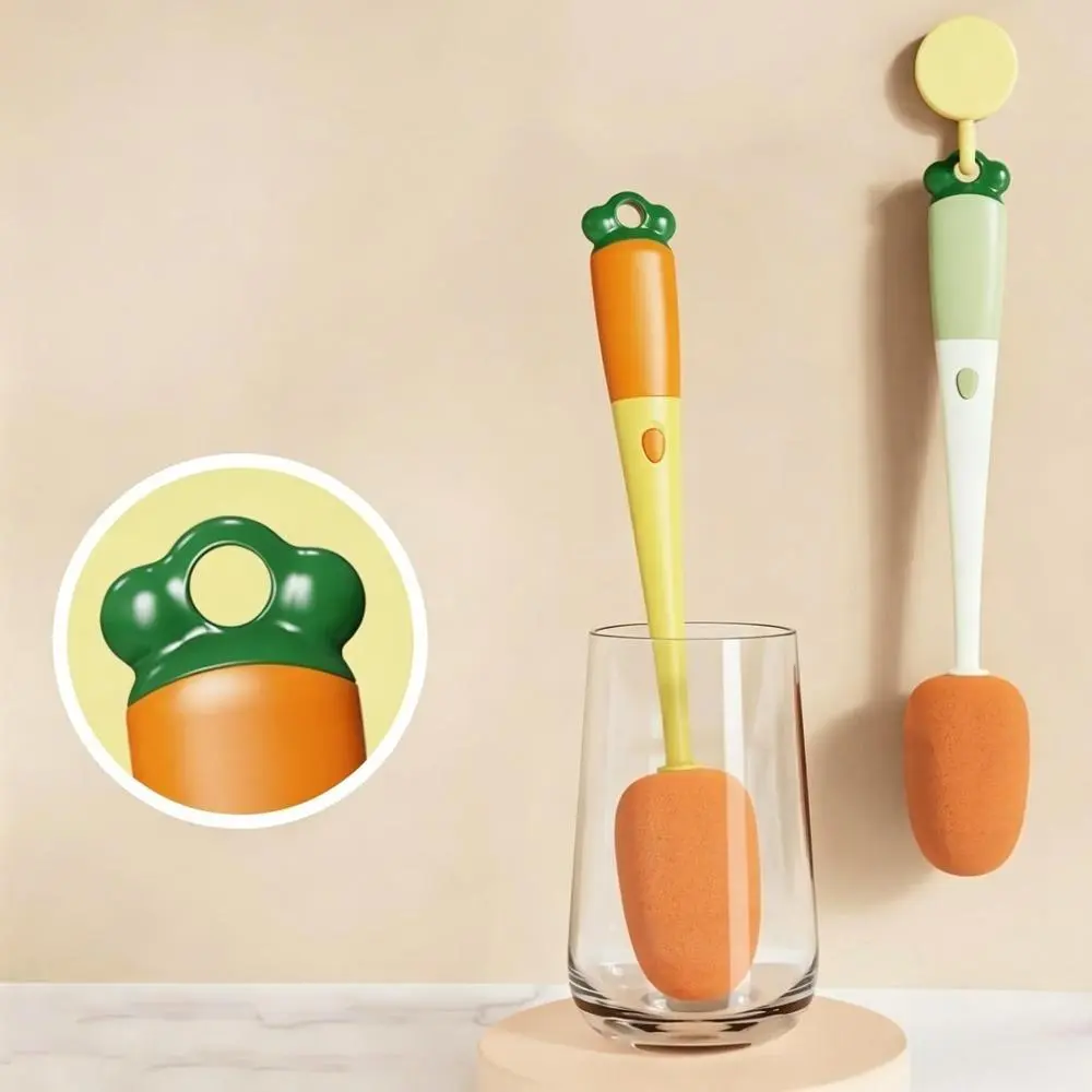 Carrot-Shaped 3-in-1 Cleaning Brush with Silicone U-Shaped Head, Crevice Bristles & Detachable Sponge for Kitchen Cleaning, Dense Crevice Bristles, 2026 New, Carrot Shape, Easy To Rinse, Silicone Head, Narrow Gaps, Brush Tool, Ergonomic Grip, Keeps Hygien