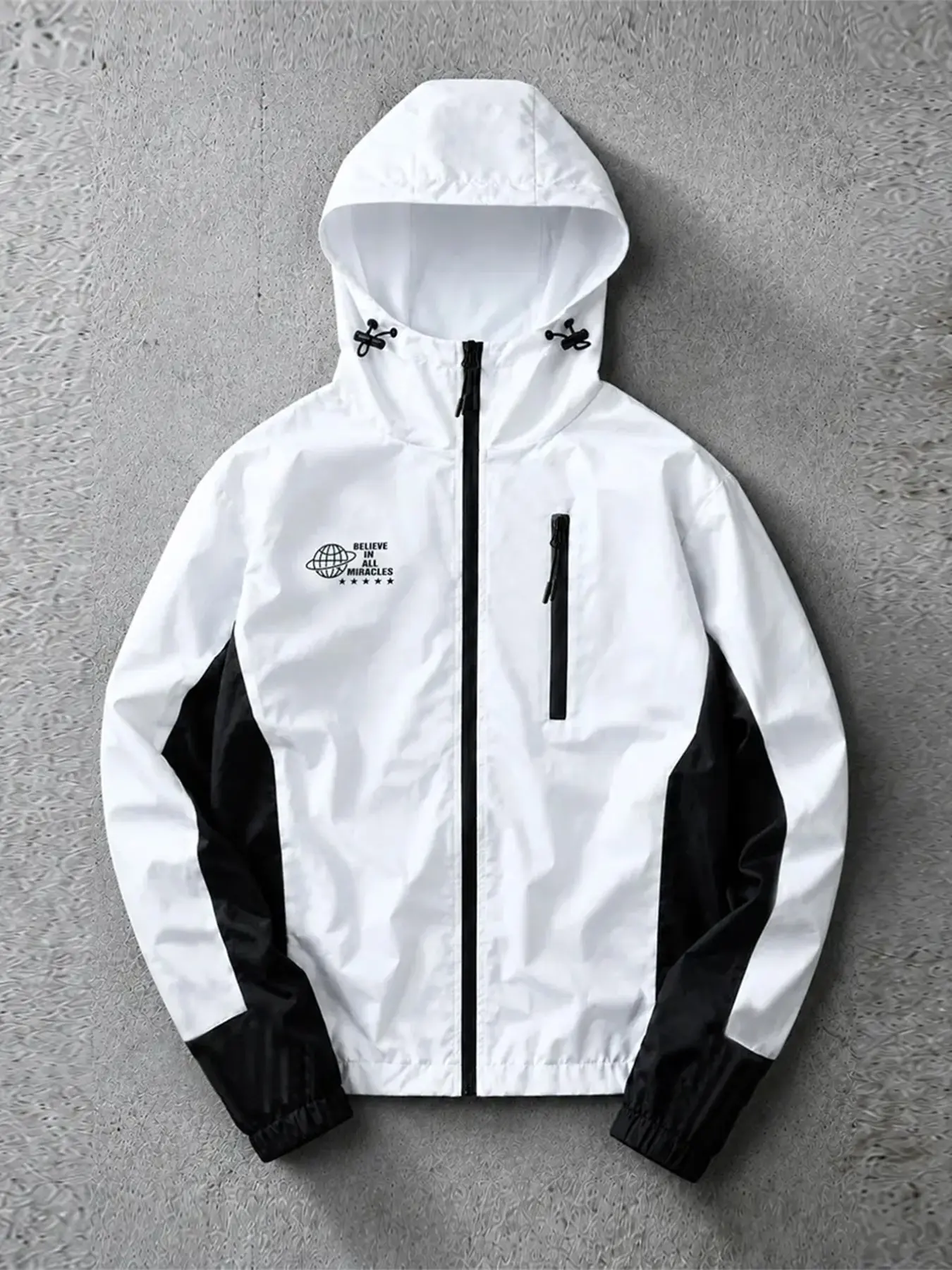 Lightweight Windproof Men's Hooded Jacket, Colorblock Design, Casual Long Sleeve, Durable Material, Perfect for Daily Wear, Casual Fashion Outerwear