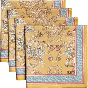 100% Cotton Cloth Napkins Set of 4 Everyday Reusable Square Napkins Cloth Washable Dinner Party Wedding Restaurant Hotel Kitchen Spring Summer (Marquise, 20" x 20")