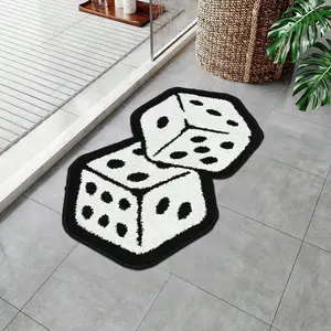 Bedroom Rug with Dice Pattern, Soft Non-Slip Backing, Ideal for Bedroom and Entryway, Plush Home Decor Mat, Retro Style