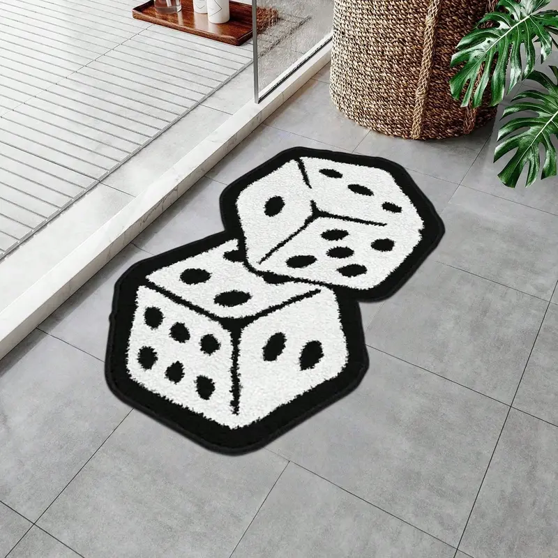 Bedroom Rug with Dice Pattern, Soft Non-Slip Backing, Ideal for Bedroom and Entryway, Plush Home Decor Rugs, Retro Style, Fuzzy Rug